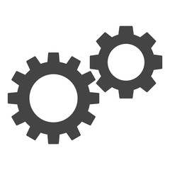 Gearwheels vector illustration on a white background. An isolated flat icon illustration of gearwheels with nobody.