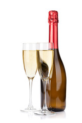 Champagne bottle and glasses