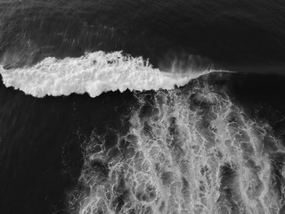 Aerial view of huge ocean wave. Drone Photo