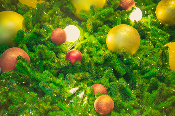 Colorful of balls on Christmas tree decorative for New Year Fest