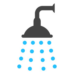Water shower vector icon on a white background. An isolated flat icon illustration of water shower with nobody.