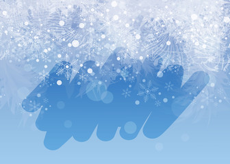 Winter frosted window background. Freeze and wind at the glass. - 240654424
