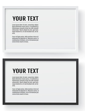 Black and white modern frame, horizontal mockup. Place for text, photo, gift or others. Vector illustration.