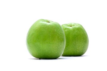 Green apples isolated on a white background.