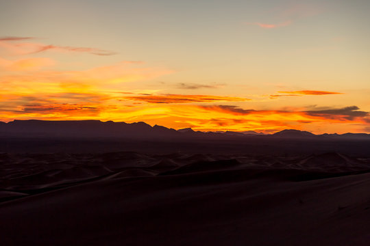 Sunset over the Sahara Desert