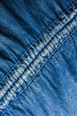 Blue washed faded jeans texture with seams