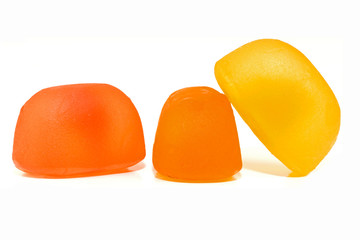 original gummy  fruity candies, chewing jelly candies isolated on white background