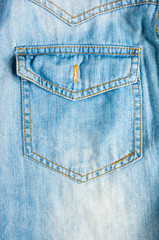 Blue washed faded jeans texture with seams, clasps, buttons and rivets