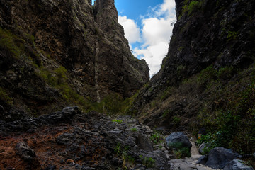 Waterfall in the end of Barranco del Infierno hiking trail.