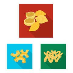 Vector illustration of pasta and carbohydrate icon. Collection of pasta and macaroni stock symbol for web.