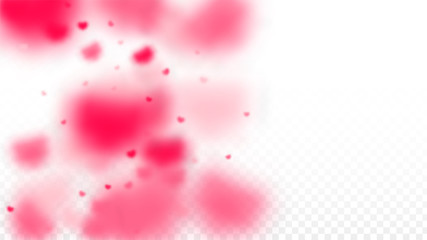 Hearts Confetti Falling Background. St. Valentine's Day pattern. Romantic Scattered Hearts Design Element. Love. Sweet Moment. Gift. Cute Element of Design for Sales or Celebration.