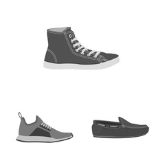 Vector illustration of shoe and footwear symbol. Collection of shoe and foot vector icon for stock.