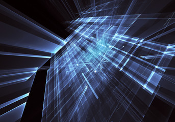 Abstract 3D fractal background, texture. Virtual Neon City