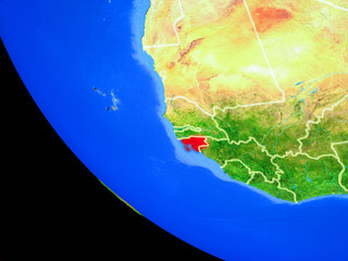 Guinea-Bissau on realistic model of planet Earth with country borders and very detailed planet surface.