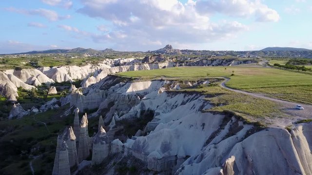 Aerial view of fairy chimneys at Urgup, Cappadocia, Turkey,