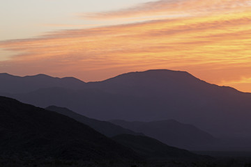 Mountains at dawn in Joshua Tree National Park, California