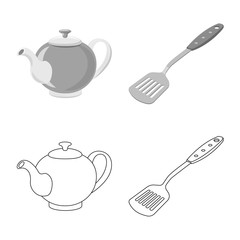 Isolated object of kitchen and cook icon. Set of kitchen and appliance vector icon for stock.