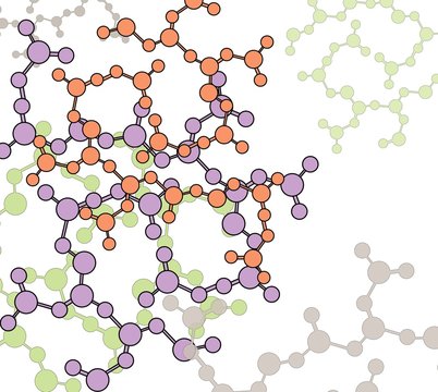 Carbon World. Abstract Design Of Bio-polymer Network Showing Ball And Stick Framework. Nucleic Acid And Carbohydrate Design.