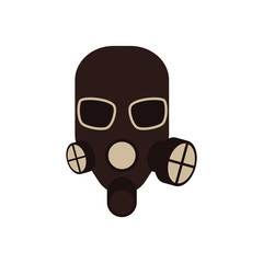 Vector protective gas mask with respirator icon. Safety helmet for work in contaminated areas, or at dirty manufacturing. Professtional industrial safety wear, isolated illustration