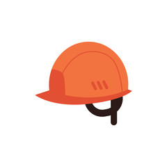 Vectpr protective construction helmet for engineers, builders and industrial work. Plastic hard hat orange icon. Plastic protection equipment. Isolated illustration