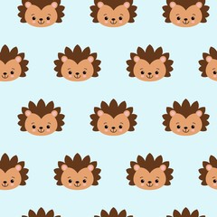 seamless cute hedgehog animal pattern vector illustration