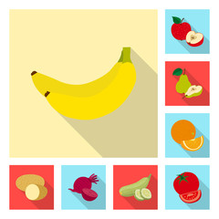 Isolated object of vegetable and fruit icon. Set of vegetable and vegetarian vector icon for stock.