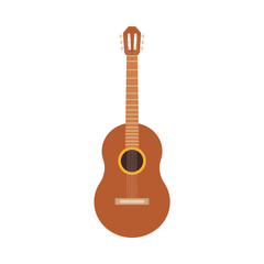 Obraz premium Vector classic acoustic guitar icon. Classic Spanish musical instrument. Symbol of string music. Stage entertainment equipment for musicians. Isolated illustration