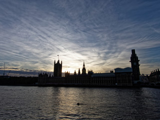 House of Parliament silhouette at sunset - London, UK