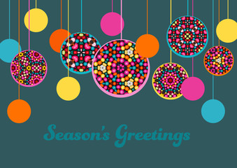 Seasons greetings scandinavian style festival floral baubles © Stockforce