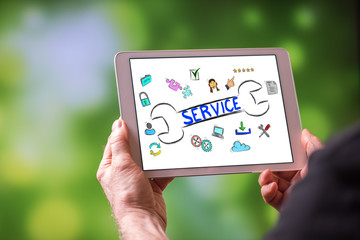 Customer service concept on a tablet