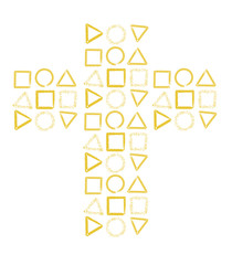 Seamless pattern with gold painted circles. Abstract geometric modern background. Vector illustration.
