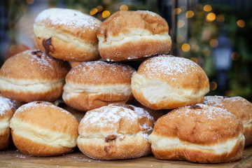 Donuti on Lviv Christmas fair 2019. Delicious food.