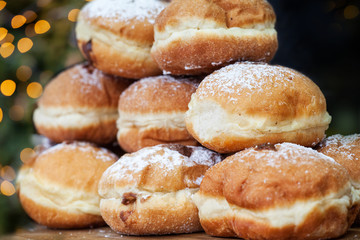 Donuti on Lviv Christmas fair 2019. Delicious food.