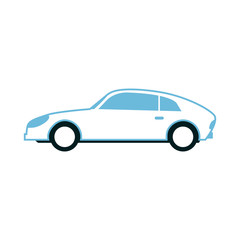White sport sedan car side view in flat style isolated on white background - vector illustration of fast wheel motor transportation. Racing or city automobile - auto vehicle.