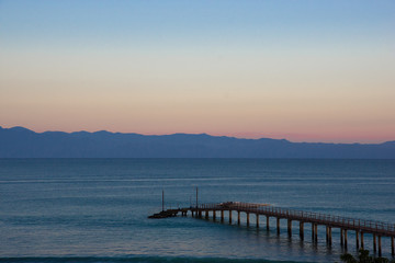 Fototapeta premium Views of Bucerias Bay at Dusk with the setting sun near Punta de Mita, Mexico