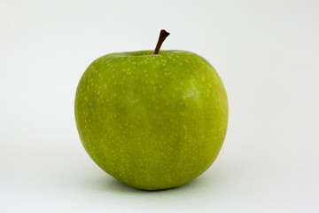 Useful fruit green apple on white background