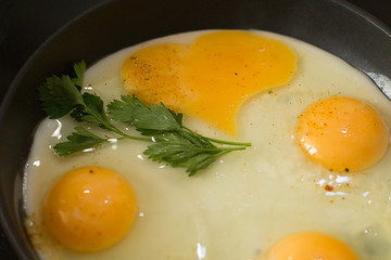 fried eggs in the form of heart