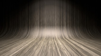 Empty wooden studio curved floor dark background