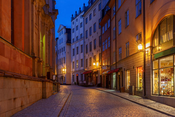 Stockholm. Old street at night.