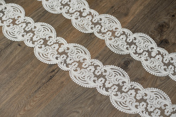 Beautiful delicate white lace woven in circles