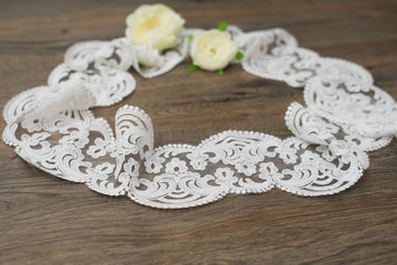 Beautiful delicate white lace woven in circles
