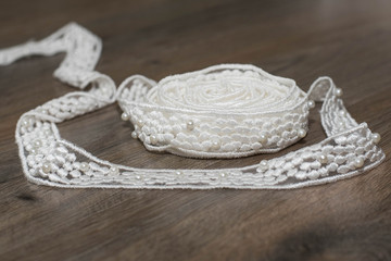 Beautiful delicate white lace woven in circles