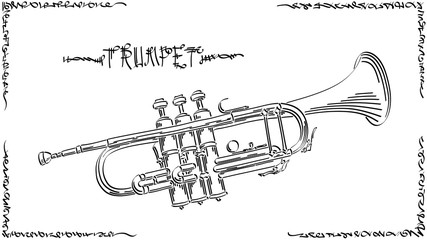 Vector abstract illustration drawing of trumpet. © vertyr