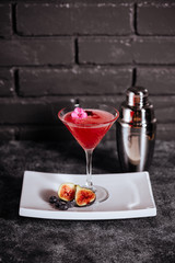 Fresh raspberry coctail on the restaurant table