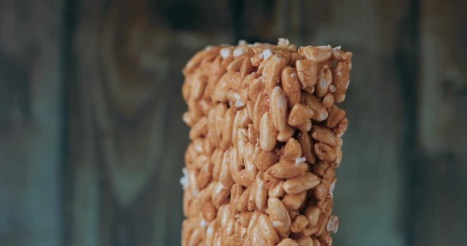 Sweets kozinaki made from sunflower seeds and caramel sugar