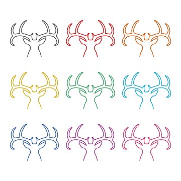 Silhouette head deer, Deer head icon or logo, color set