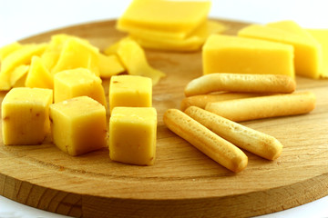 cheese plate on white background