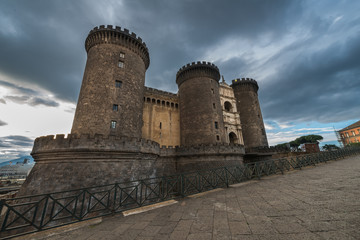 Fototapeta na wymiar The medieval castle of Maschio Angioino or Castel Nuovo (New Castle), Naples, Italy