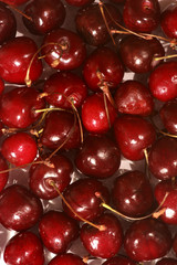 background of red cherries