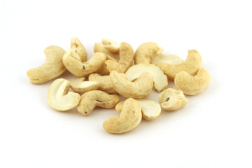 pile of cashew nuts isolated on white background